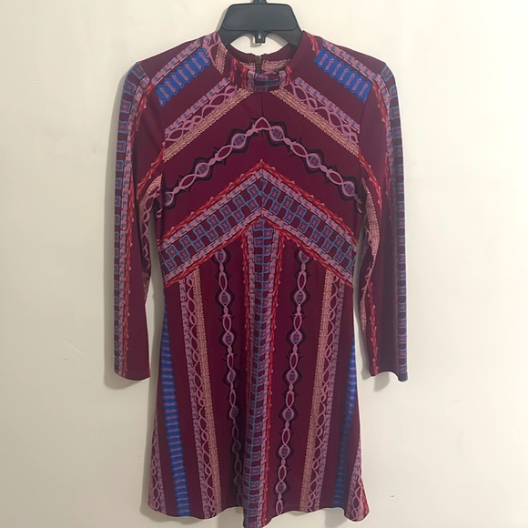 Free People | Stella Mock Neck Zip Back Burgundy Dress Sz S - Picture 2 of 14